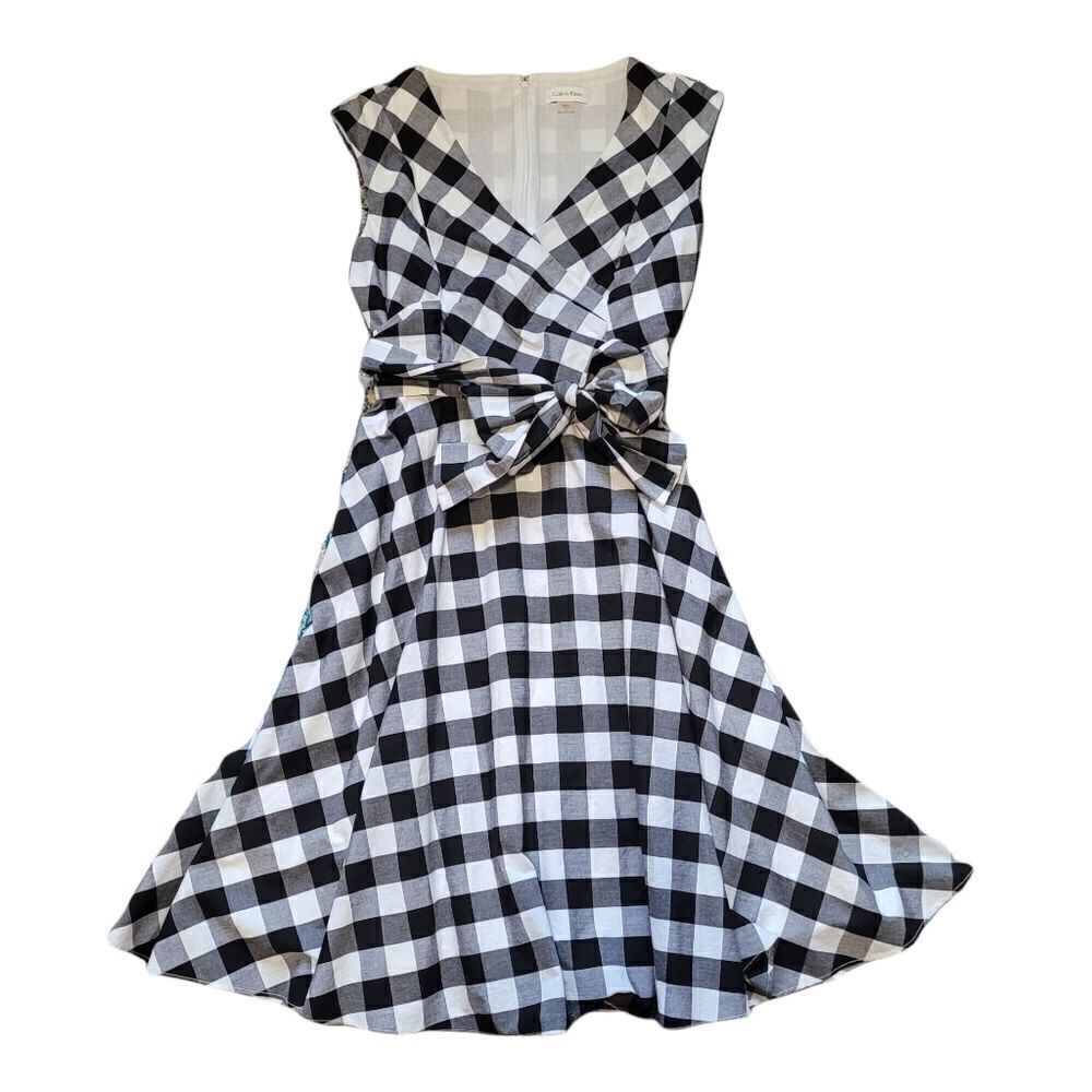 Calvin Klein A Line Plaid Dress